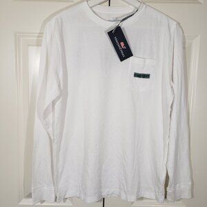 Vineyard Vines Shirt Boys XL (18) White Long Sleeve Cotton Lacrosse Tee NEW